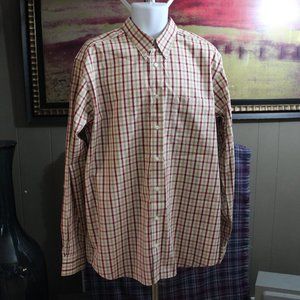 Eddie Bauer 100% Cotton Plaid Long Sleeve Button Down Shirt